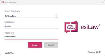 esiLaw-login-screen